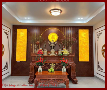 Bàn thờ án gian gỗ gõ đỏ tự nhiên cao cấp